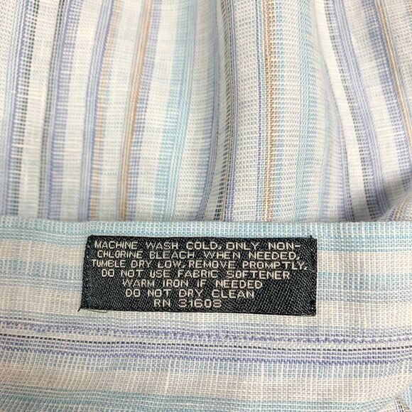 Jos A Bank Linen Shirt Mens Large‎ Gray Stripe Business Casual Camp Beach Summer - Picture 8 of 11